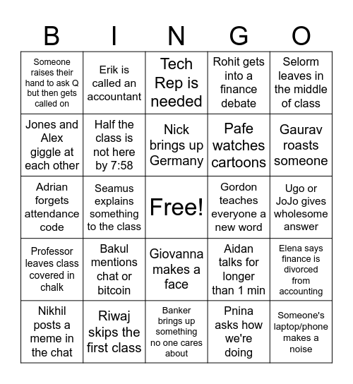 Dragon Bingo Card