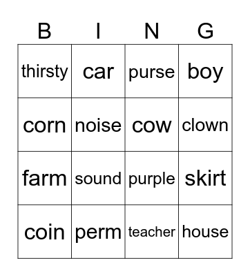wonder world Phonics review A Bingo Card