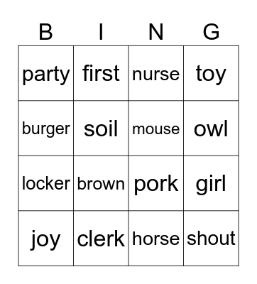 wonder world Phonics review B Bingo Card