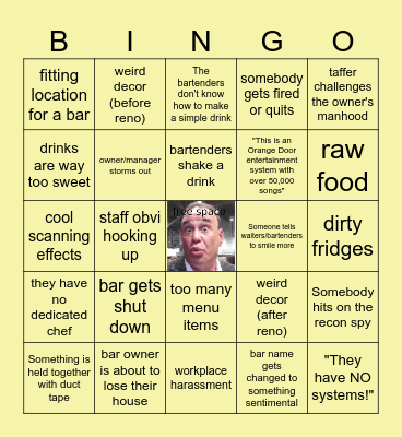 BAR RESCUE BINGO Card
