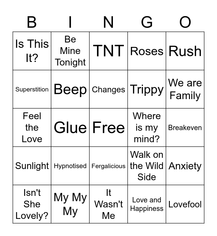 Round 1 Bingo Card