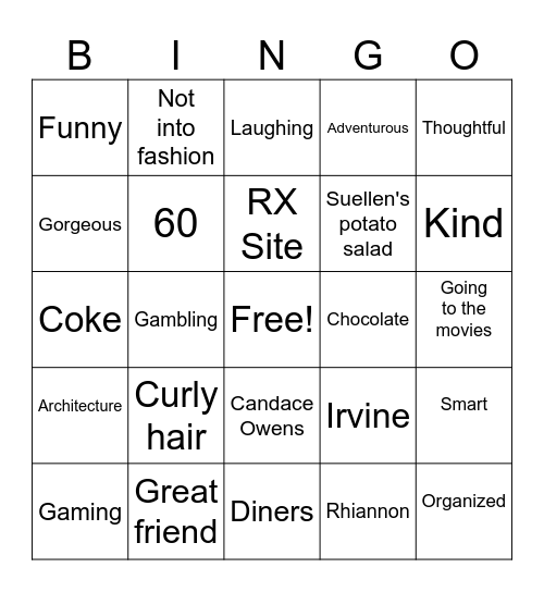 Diane is 60! Bingo Card