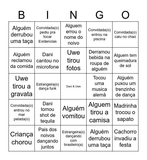 Dani & Uwe - Bingo do Casamento Bingo Card
