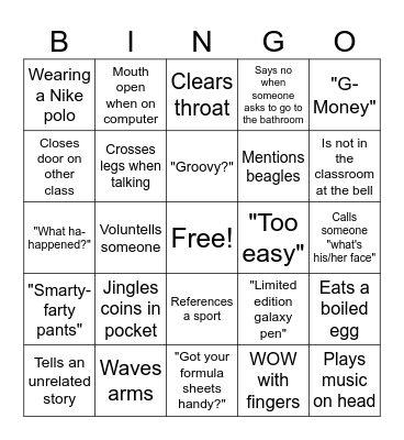 G-Money Bingo Card