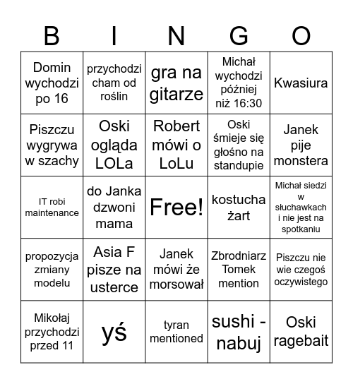 Bjurowe Bingo Card