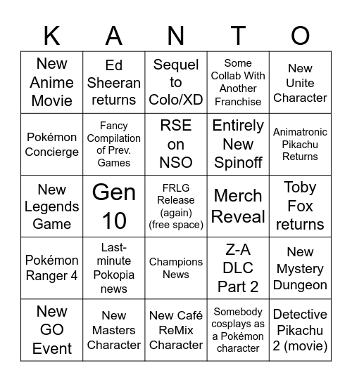 Pokémon Day 2026 Bingo Card
