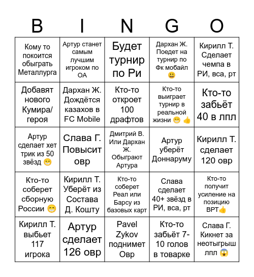 GV Juniors in Capped Legends Bingo Card