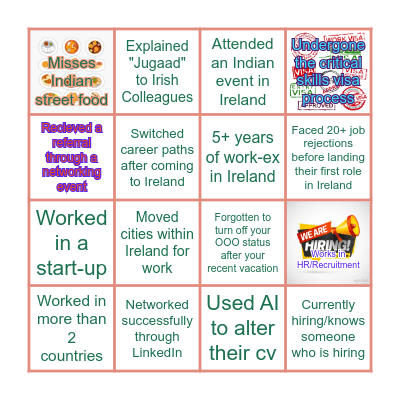 Talked to someone who has/is... Bingo Card