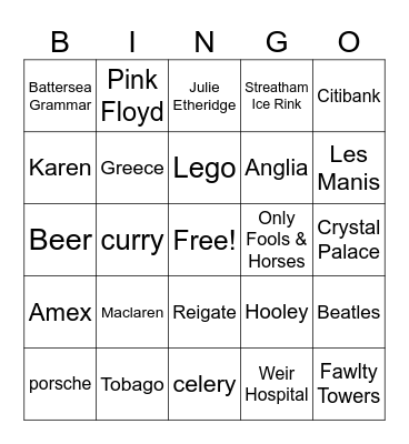 Mingo Bingo 70 Bingo Card
