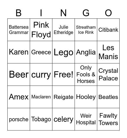 Mingo Bingo 70 Bingo Card