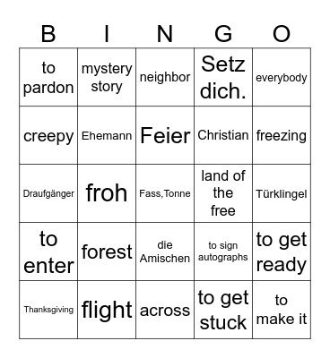 Klasse 9 p. 196,197 Bingo Card
