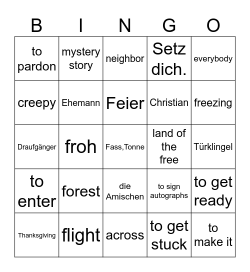 Klasse 9 p. 196,197 Bingo Card