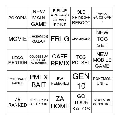 POKEMON PRESENTS Bingo Card