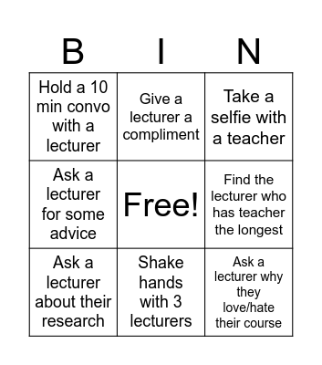 Ice breakers Bingo Card
