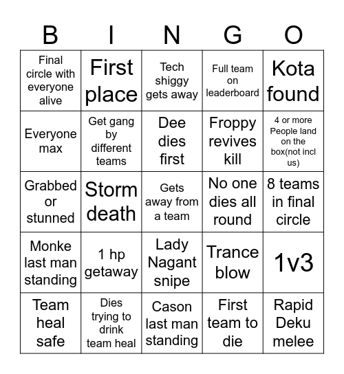 Mhur Bingo Card