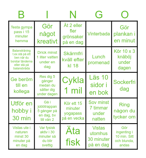 Hälsobingo Card