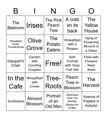 Van Gogh Museum Bingo Card