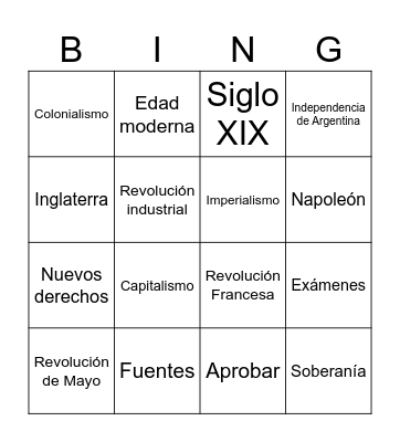 HISTORIA Bingo Card