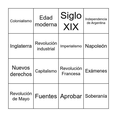 HISTORIA Bingo Card