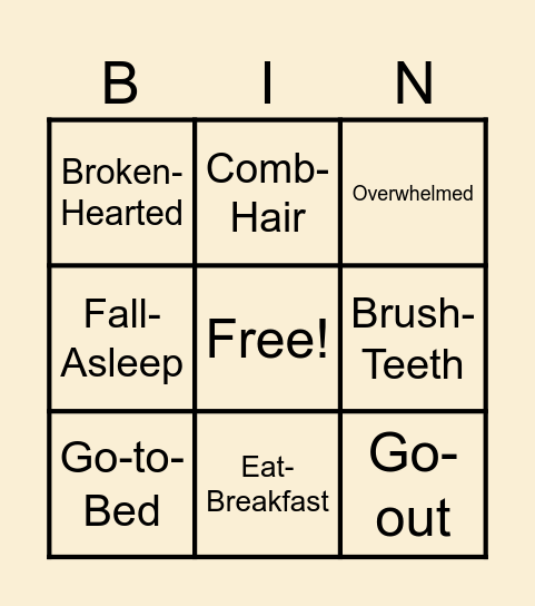 3.0 Emotions Pt 1/2 3.1 Daily Routine Pt 1 & 2 Bingo Card