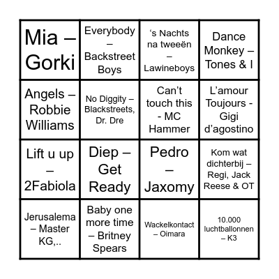MUZIEK BINGO Card