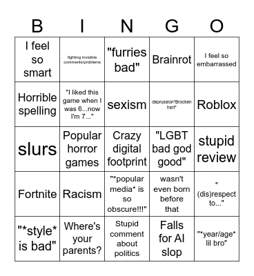 Stupid comments from children Bingo Card