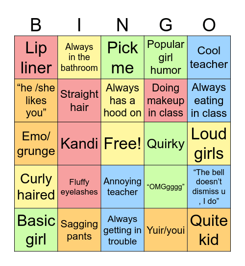 School bingo Card