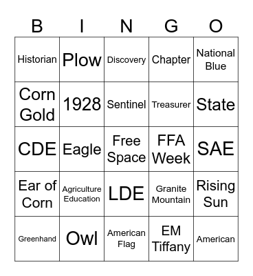 FFA Week Bingo Card