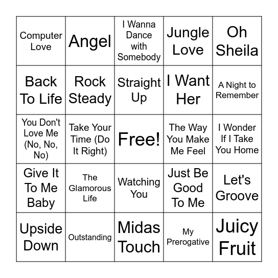 BANG BHM Bingo - 80s Bingo Card