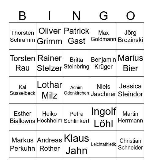 SuS 09 Neujahrsempfang 2017 Bingo Card