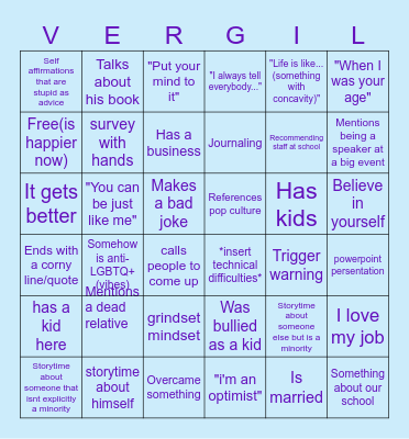 Motivational Speaker Bingo Card