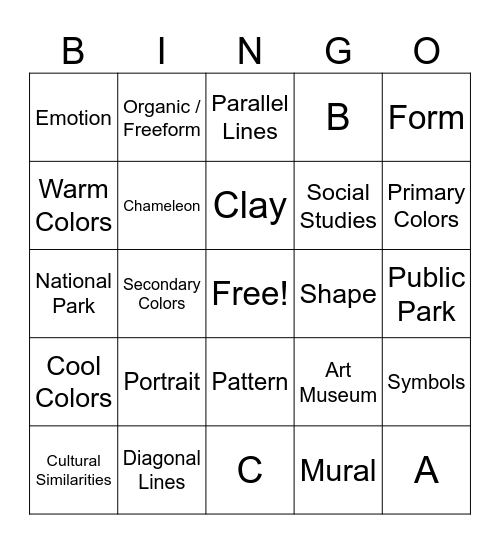Art Bingo Card