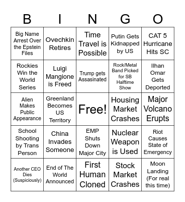 2026 Bingo Card