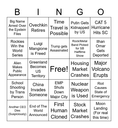 2026 Bingo Card