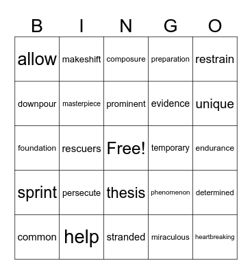 February Bingo Card