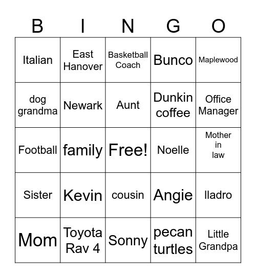 Natalie's 70th Birthday Bingo Card