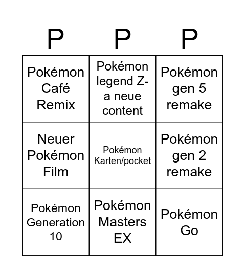Pokémon Day Bingo Card