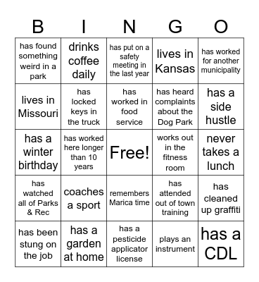 Mandatory Fun Bingo Card