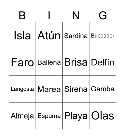 Fondo marino Bingo Card