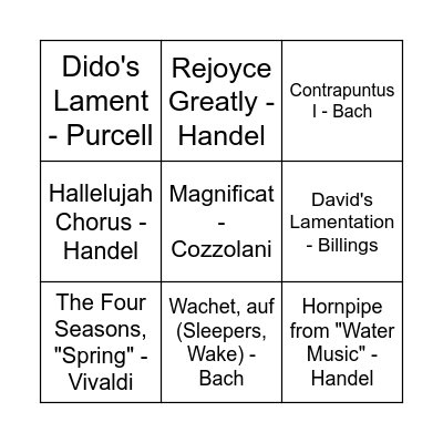 Section 3 Listening Bingo Card