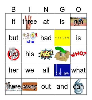 Sight Words Bingo Card