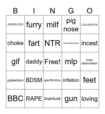 r34 Bingo Card