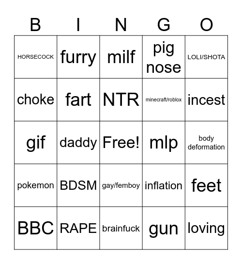 r34 Bingo Card