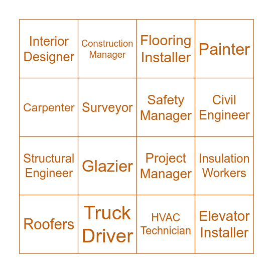 Careers in Architecture & Construction Bingo Card