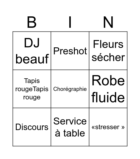 Bingo sans titre Bingo Card
