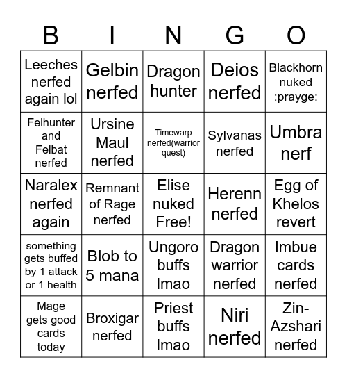 Rapture bingo 2/23 Bingo Card