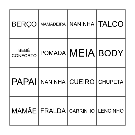 BABY BINGO Card