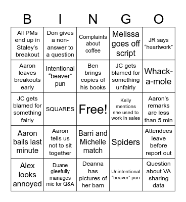 SMR Academy Bingo Card