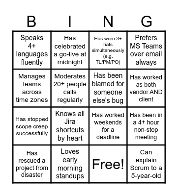 Jupiter Bingo Card
