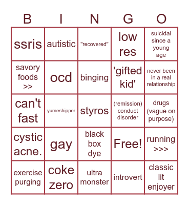 sadie bingo!! Bingo Card